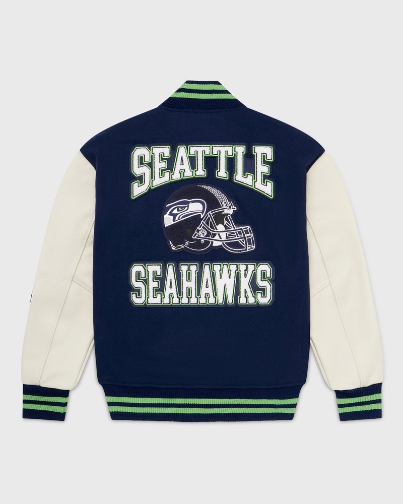 giacca da baseball ovo nfl seattle seahawks varsity jacket blu di october