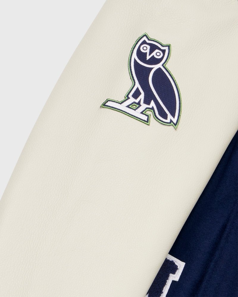giacca da baseball ovo nfl seattle seahawks varsity jacket blu di october