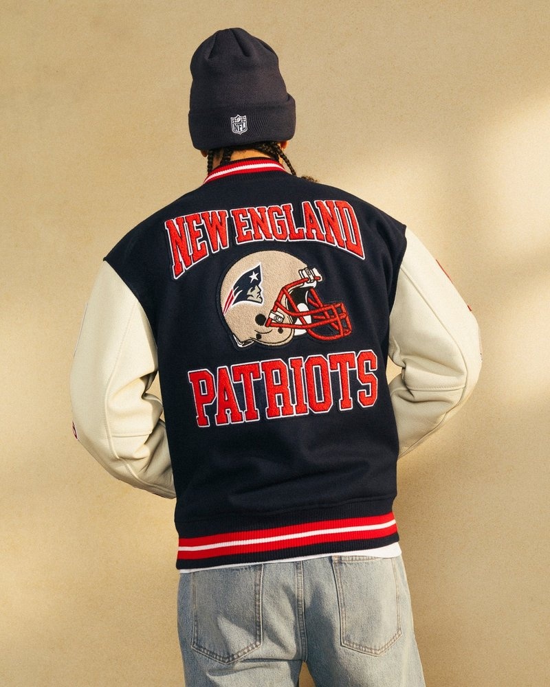 giacca da baseball ovo nfl new england patriots varsity jacket blu di october