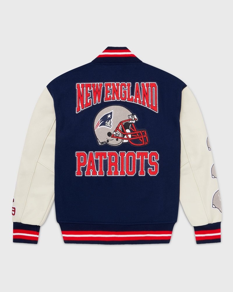 giacca da baseball ovo nfl new england patriots varsity jacket blu di october