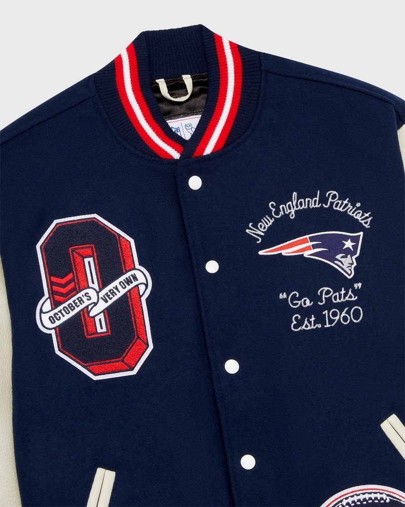 giacca da baseball ovo nfl new england patriots varsity jacket blu di october
