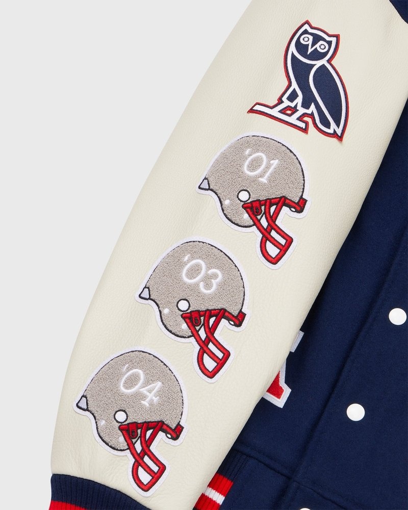 giacca da baseball ovo nfl new england patriots varsity jacket blu di october