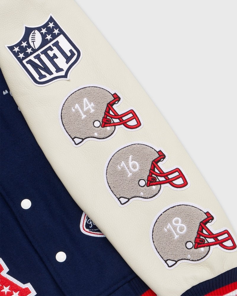 giacca da baseball ovo nfl new england patriots varsity jacket blu di october