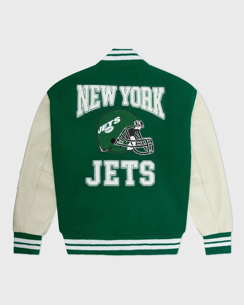 giacca da baseball ovo nfl new york jets varsity jacket di ottobre verde
