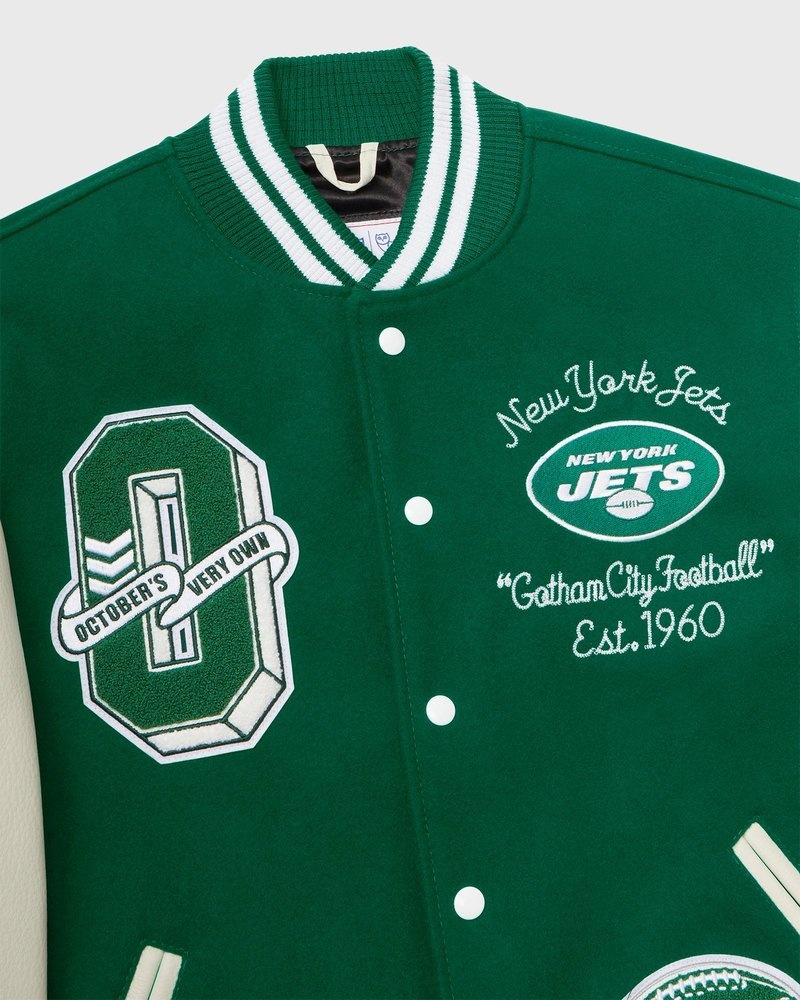 giacca da baseball ovo nfl new york jets varsity jacket di ottobre verde