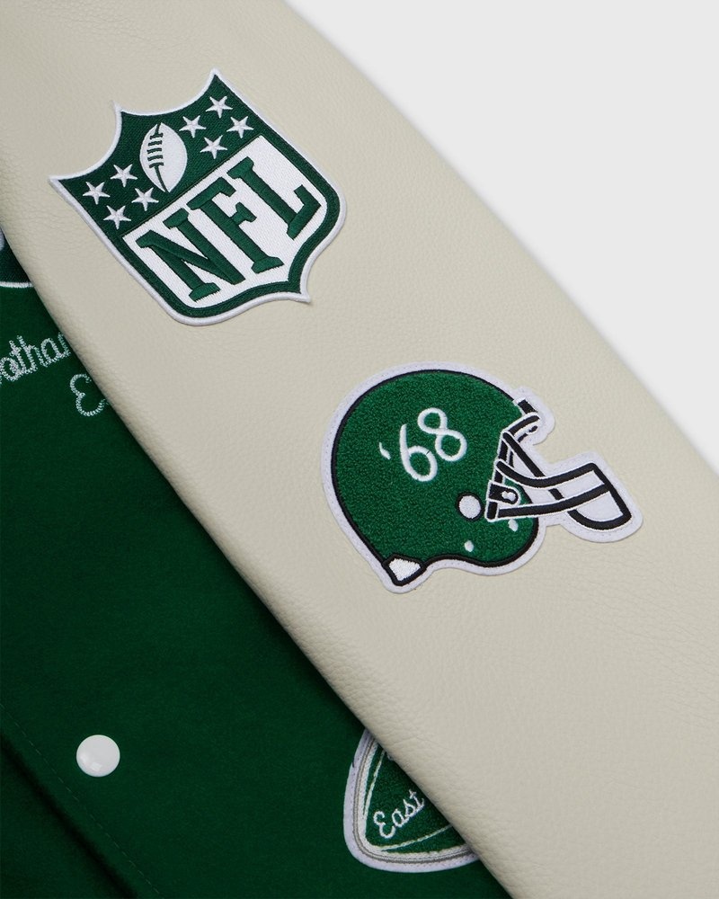 giacca da baseball ovo nfl new york jets varsity jacket di ottobre verde