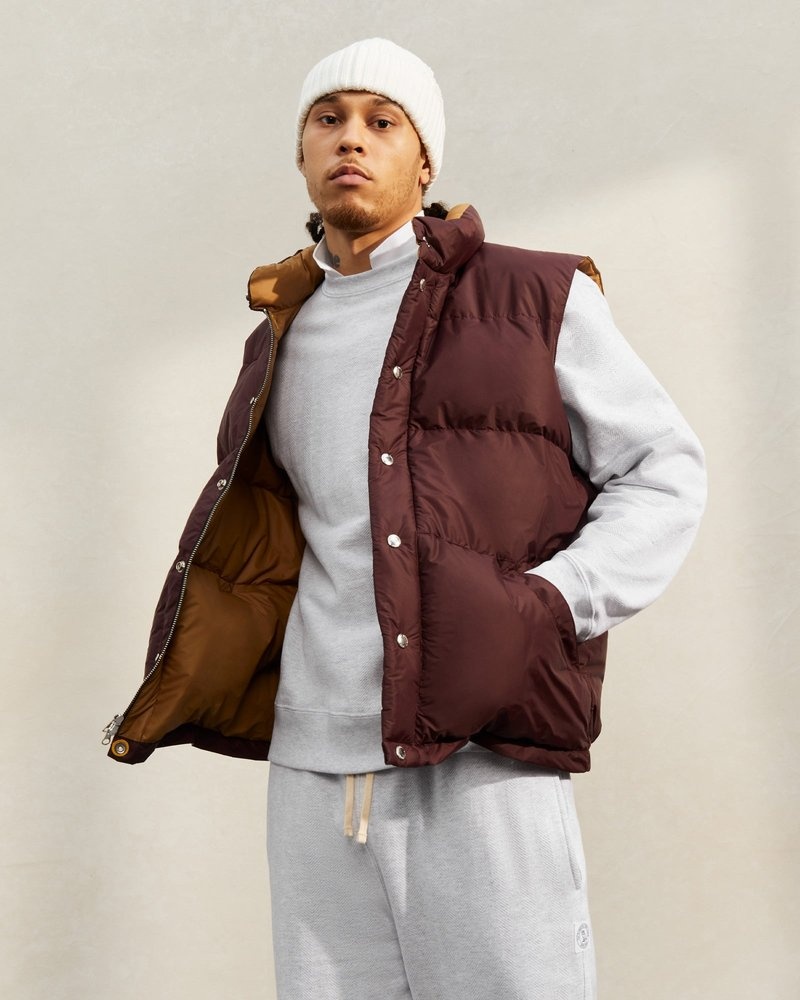 capispalla il gilet italiano ovo crescent down works di ottobre colore vino