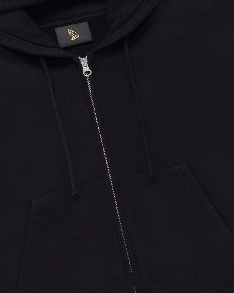 maglioni octobers very own ovo felpa con cappuccio e zip intera nera