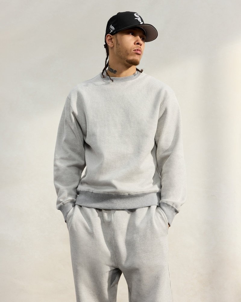 maglioni octobers very own ovo seersucker fleece crewneck grigiocrema