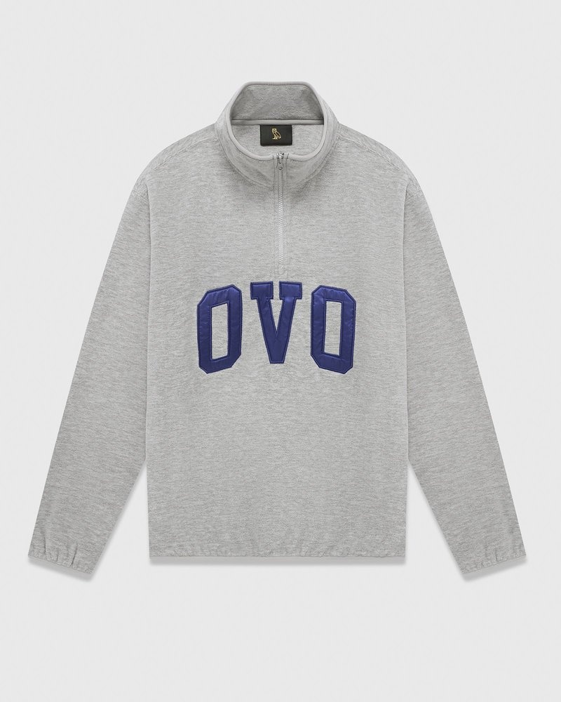 maglioni felpa con collo alto e zip a un quarto con logo ad arco ovo di octobers very own grigia