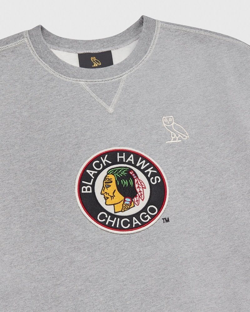 maglioni girocollo ovo chicago blackhawks di ottobre grigi