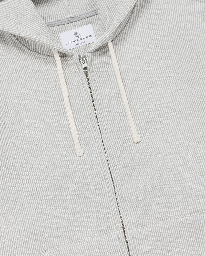 maglioni felpa con cappuccio e zip intera in pile seersucker ovo di octobers very own grigiocrema