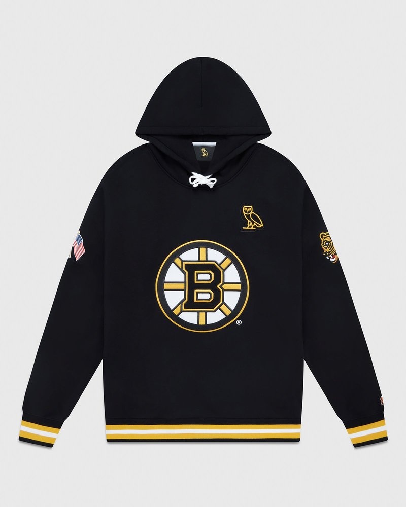 felpa con cappuccio nera ovo boston bruins di october
