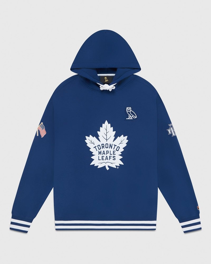 felpa con cappuccio blu ovo toronto maple leafs di ottobre