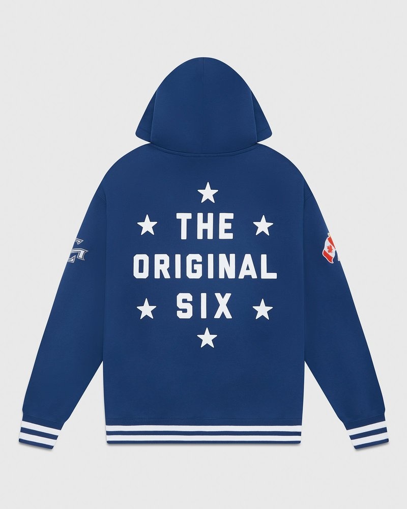 felpa con cappuccio blu ovo toronto maple leafs di ottobre