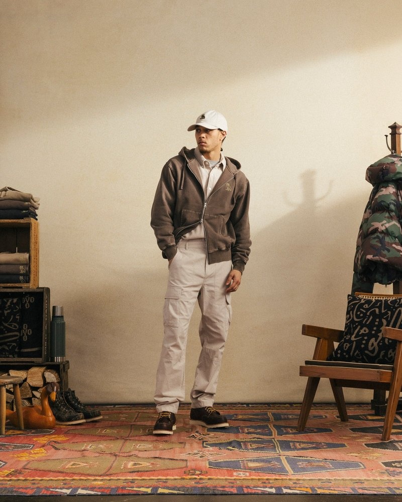 maglioni octobers very own ovo muskoka garment dyed felpa con cappuccio e zip intera marrone