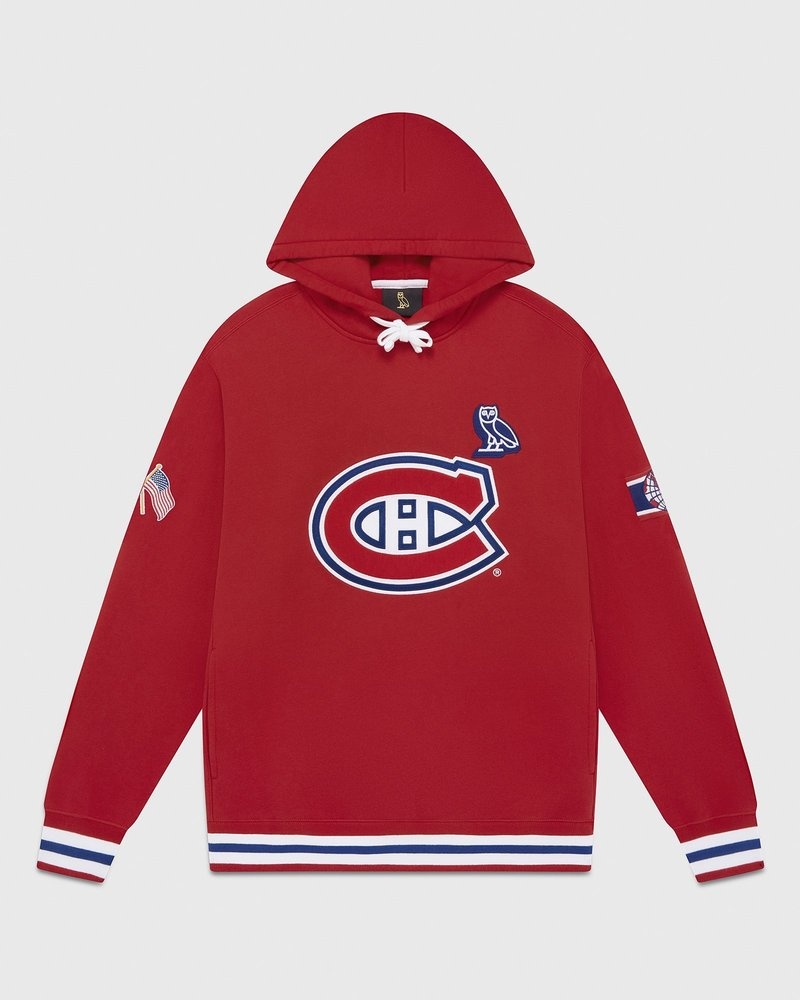 felpa con cappuccio rossa ovo montreal canadiens di ottobre