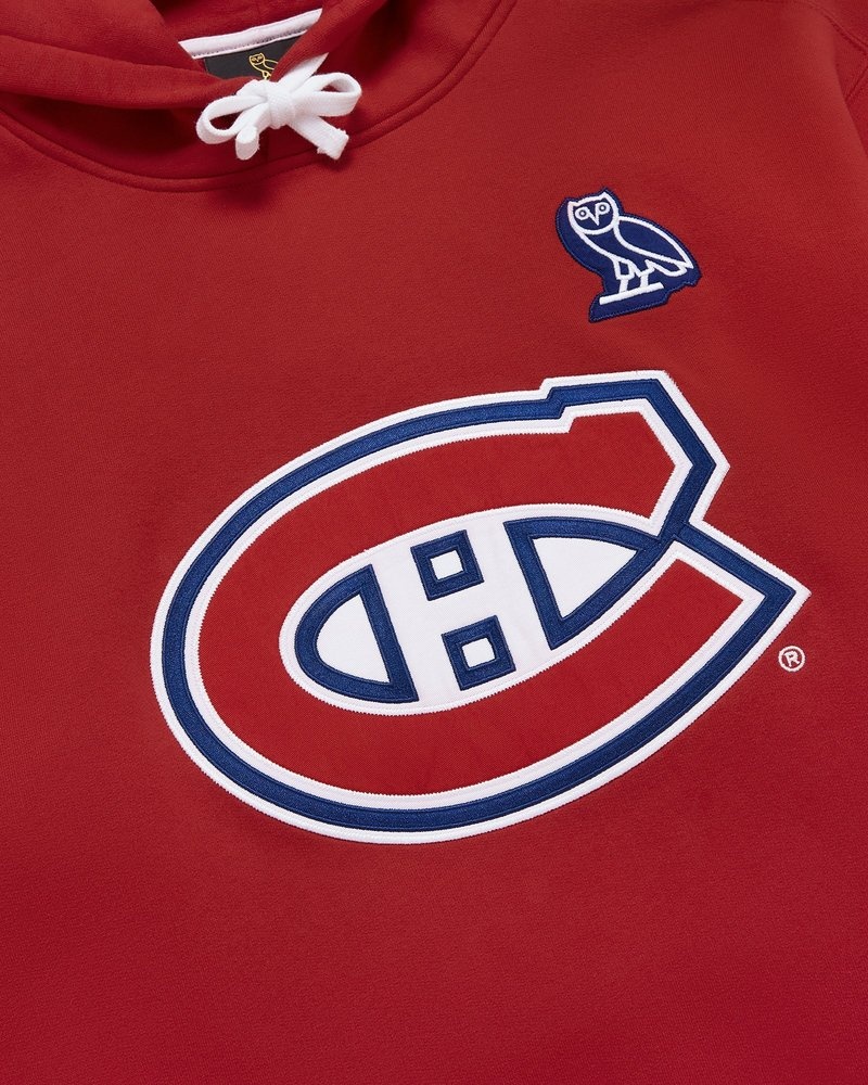 felpa con cappuccio rossa ovo montreal canadiens di ottobre