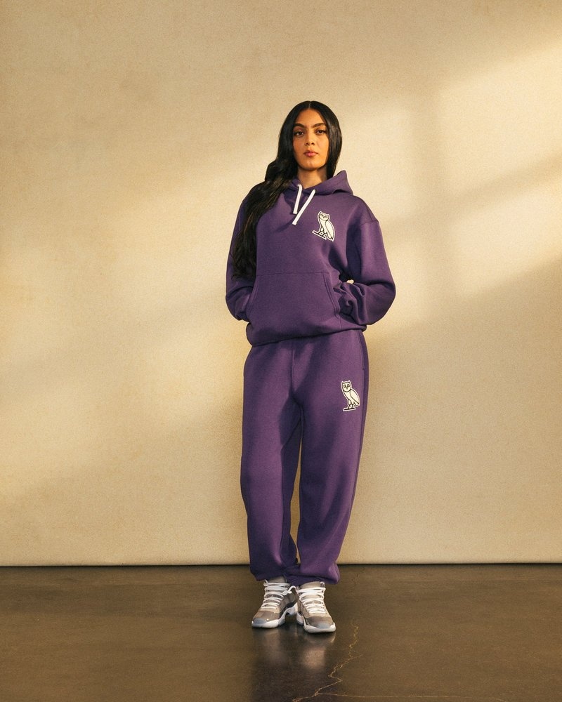 pantaloni viola della tuta in peluche ovo mini og di october