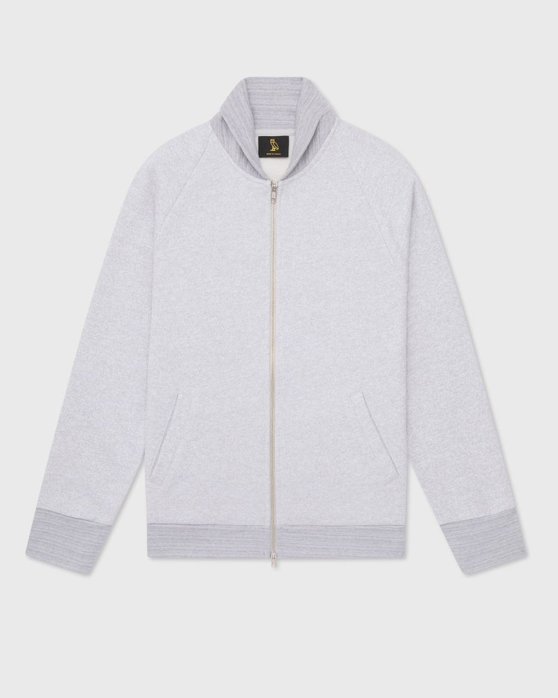 cardigan con zip intera in pile maculato ovo di tops octobers very own grigio